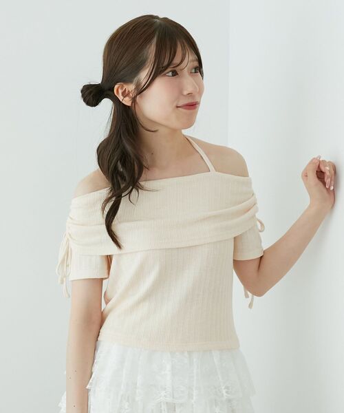 MAJESTIC LEGON(マジェスティックレゴン)の「裾レースオフショルトップス(Tシャツ/カットソー・レディース・グレー/アイボリー/ピンク・MEDIUM)」の15枚目の写真