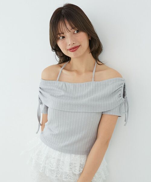 MAJESTIC LEGON(マジェスティックレゴン)の「裾レースオフショルトップス(Tシャツ/カットソー・レディース・グレー/アイボリー/ピンク・MEDIUM)」の22枚目の写真