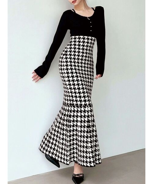 ハウンドトゥースマーメイドニットワンピース（ワンピース）｜RESEXXY