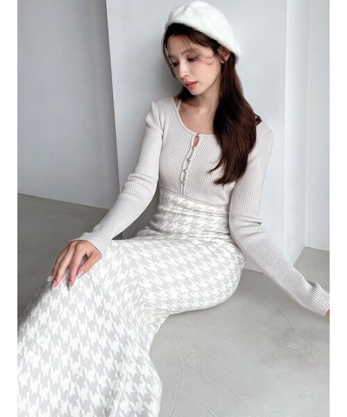 ハウンドトゥースマーメイドニットワンピース（ワンピース）｜RESEXXY