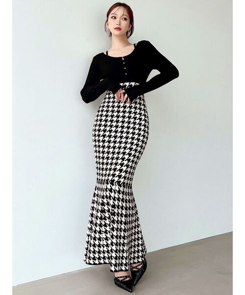 ハウンドトゥースマーメイドニットワンピース（ワンピース）｜RESEXXY