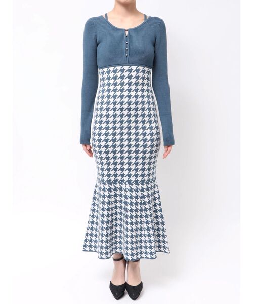 ハウンドトゥースマーメイドニットワンピース（ワンピース）｜RESEXXY