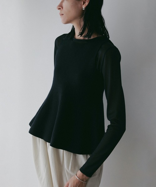RIB PEPLUM KNIT TOPS（その他トップス）｜MANOF（マノフ）の