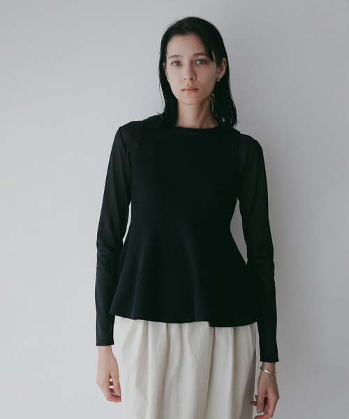 RIB PEPLUM KNIT TOPS（その他トップス）｜MANOF（マノフ）の