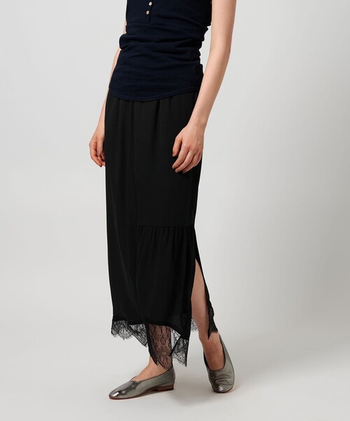 ATTISESSION（アティセッション）の「＜ATTISESSION＞レース ドッキング ロングスカート（スカート・レディース・ダークグレー/ブラック・38/36）」の2枚目の写真