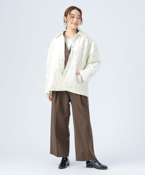 BEAMS HEART（ビームスハート）の「ベロア 刺繍 ブルゾン（ブルゾン・レディース・ホワイト系その他5/グレー・FREE）」の4枚目の写真