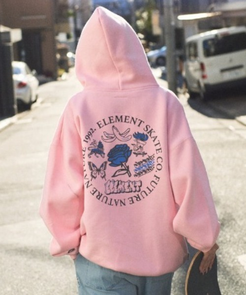 ELEMENT(エレメント)の「ELEMENT/エレメント ジップパーカー バックプリントパーカー BF024-030(パーカー・レディース・スミクロ/ストーン/ピンク・M)」の3枚目の写真