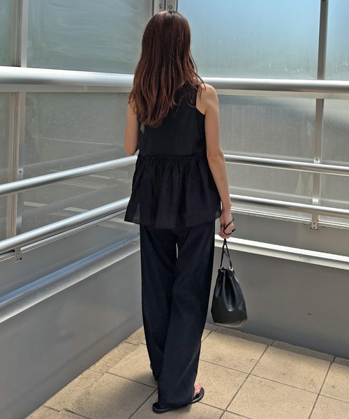 ISOOK（アイスー）の「【ISOOK / アイスー】レースリボンイージーパンツ / リラックスパンツ ストレートパンツ ハイウエスト ゴムパンツ 総ゴム 紐仕様 ドローコード ドロスト レース 無地 ベージュ ブラック 黒 ZOZOTOWN限定（その他パンツ・レディース・ベージュ/ブラック・FREE）」の3枚目の写真