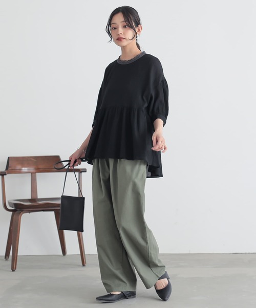 n'OrLABEL(ノアールレーベル)の「ギャザーペプラムコットンブラウス(シャツ/ブラウス・レディース・ネイビー/ベージュ/ブラック・2/1)」の22枚目の写真