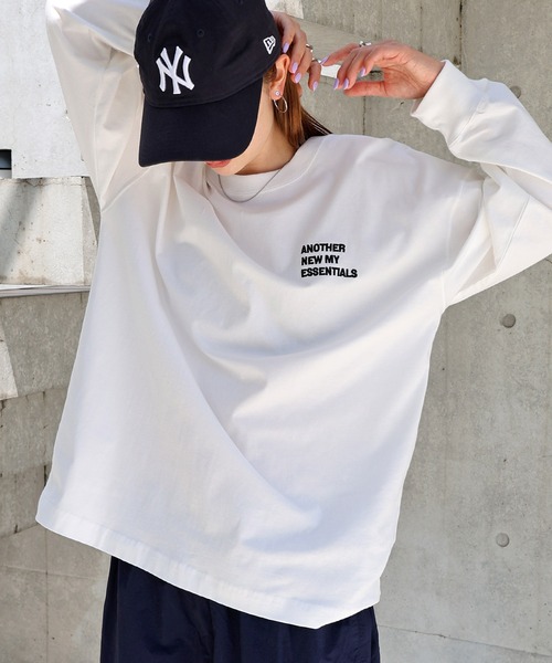 ANME（アンメ）の「ANMEエンブロイダリーロゴ長袖Tシャツ（Tシャツ/カットソー・レディース・オートミール/オフホワイト/ブラック・S/M/L）」の2枚目の写真