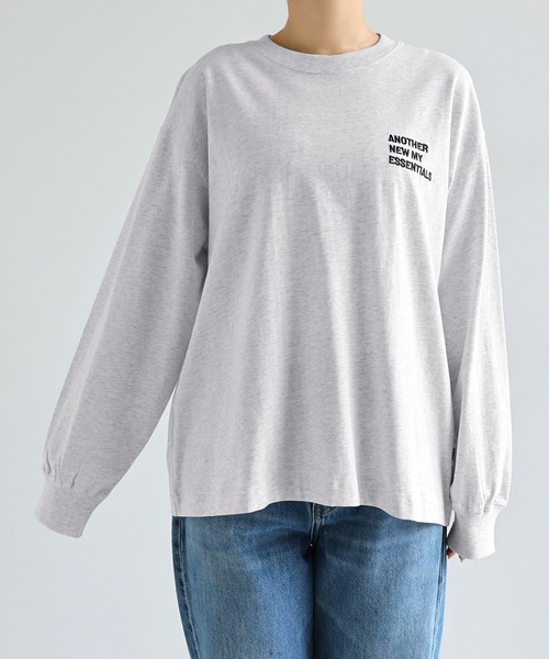 ANME（アンメ）の「ANMEエンブロイダリーロゴ長袖Tシャツ（Tシャツ/カットソー・レディース・オートミール/オフホワイト/ブラック・S/M/L）」の4枚目の写真