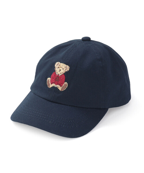 SLAP SLIP(スラップスリップ)の「デニムツイルアニマルクマ刺しゅうキャップ(52~54cm)(キャップ・キッズ・ベージュ/ネイビー・M/S)」の4枚目の写真
