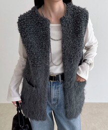 fredy emue | ループ起毛切替ニットジレ(ベスト)