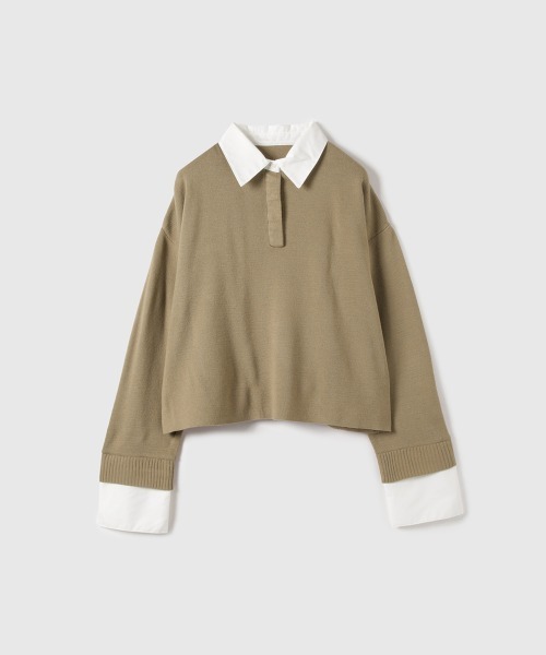 VICKY（ビッキー）の「シャツカラーポロニットプルオーバー≪手洗い可能≫（ニット/セーター・レディース・ブラック/ベージュ/ダークグレー・M）」の4枚目の写真