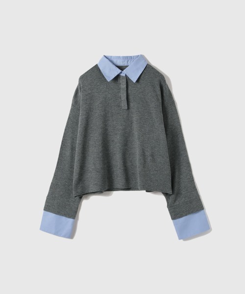 VICKY（ビッキー）の「シャツカラーポロニットプルオーバー≪手洗い可能≫（ニット/セーター・レディース・ブラック/ベージュ/ダークグレー・M）」の5枚目の写真