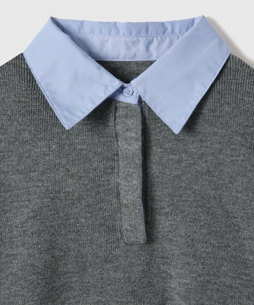 VICKY（ビッキー）の「シャツカラーポロニットプルオーバー≪手洗い可能≫（ニット/セーター・レディース・ブラック/ベージュ/ダークグレー・M）」の7枚目の写真