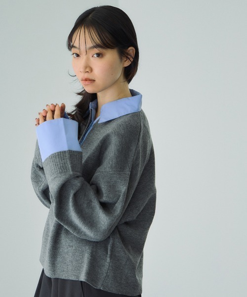 VICKY（ビッキー）の「シャツカラーポロニットプルオーバー≪手洗い可能≫（ニット/セーター・レディース・ブラック/ベージュ/ダークグレー・M）」の18枚目の写真