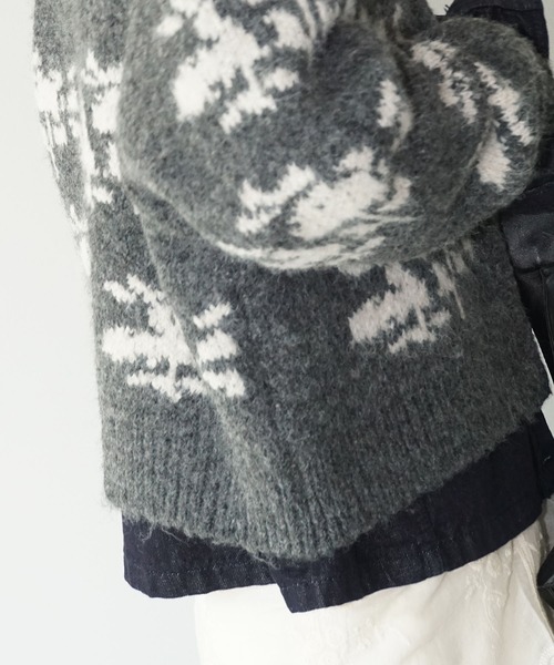 セール】フローラル柄 丸襟ニットカーディガン chw25a062（ニット