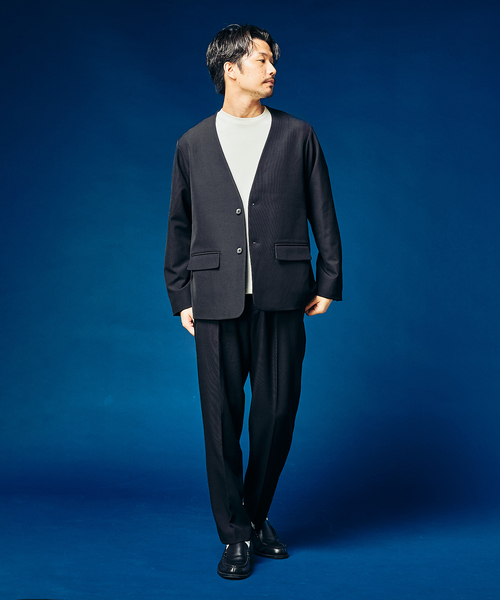 417 EDIFICE（フォーワンセブンエディフィス）の「”4WAYストレッチ” ノーカラージャケット（テーラードジャケット・メンズ・ブラウン/カーキ/ブラック・LARGE/MEDIUM/SMALL）」の19枚目の写真