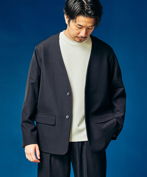4WAYストレッチ” ノーカラージャケット（テーラードジャケット）｜417