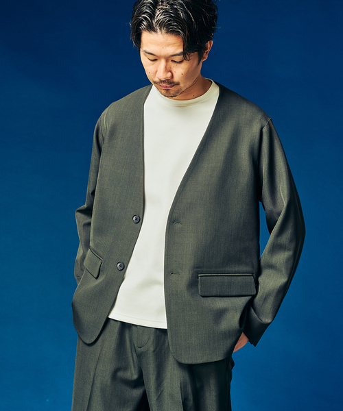 4WAYストレッチ” ノーカラージャケット（テーラードジャケット）｜417