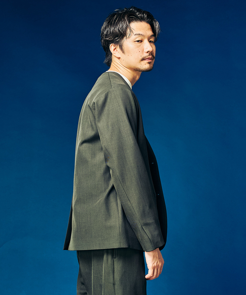 417 EDIFICE（フォーワンセブンエディフィス）の「”4WAYストレッチ” ノーカラージャケット（テーラードジャケット・メンズ・ブラウン/カーキ/ブラック・LARGE/MEDIUM/SMALL）」の11枚目の写真