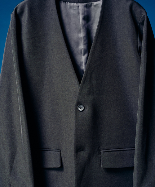 417 EDIFICE（フォーワンセブンエディフィス）の「”4WAYストレッチ” ノーカラージャケット（テーラードジャケット・メンズ・ブラウン/カーキ/ブラック・LARGE/MEDIUM/SMALL）」の17枚目の写真