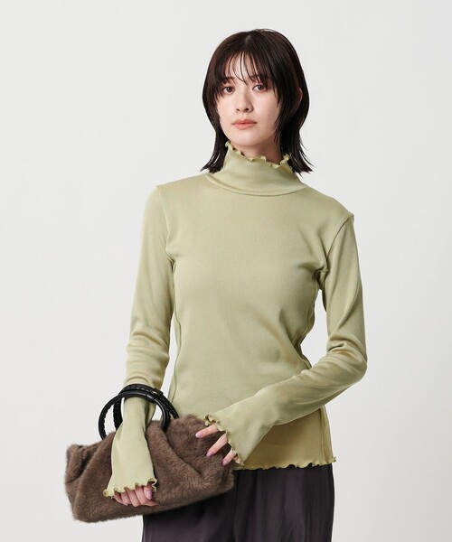 BEAUTY&YOUTH UNITED ARROWS(ビューティーアンドユースユナイテッドアローズ)の「ポリエステルコットンテレコ メロータートルネック カットソー(Tシャツ/カットソー・レディース・ライム/ブラック/ナチュラル/オフホワイト/ライトブルー・FREE)」の4枚目の写真