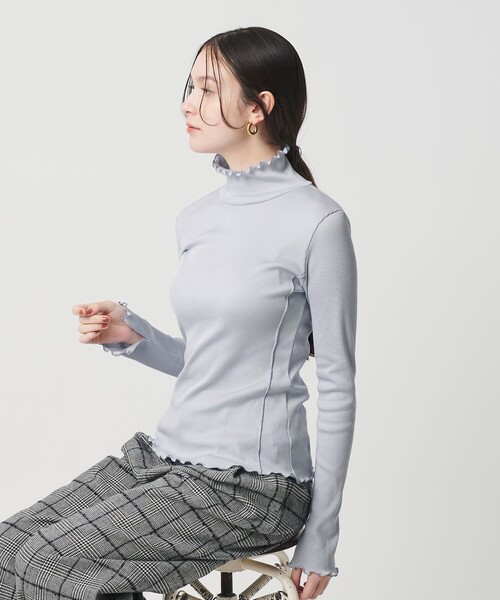 BEAUTY&YOUTH UNITED ARROWS(ビューティーアンドユースユナイテッドアローズ)の「ポリエステルコットンテレコ メロータートルネック カットソー(Tシャツ/カットソー・レディース・ライム/ブラック/ナチュラル/オフホワイト/ライトブルー・FREE)」の5枚目の写真