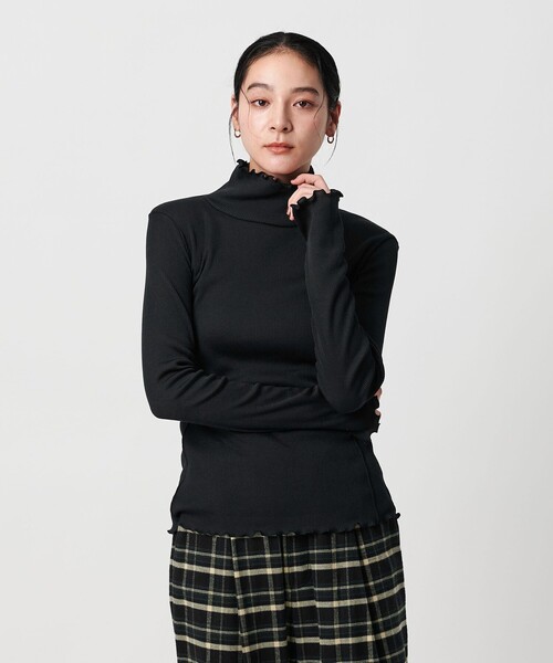 BEAUTY&YOUTH UNITED ARROWS(ビューティーアンドユースユナイテッドアローズ)の「ポリエステルコットンテレコ メロータートルネック カットソー(Tシャツ/カットソー・レディース・ライム/ブラック/ナチュラル/オフホワイト/ライトブルー・FREE)」の3枚目の写真