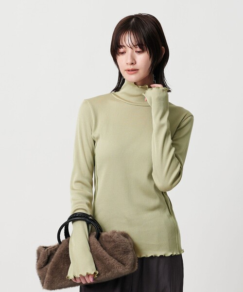 BEAUTY&YOUTH UNITED ARROWS(ビューティーアンドユースユナイテッドアローズ)の「ポリエステルコットンテレコ メロータートルネック カットソー(Tシャツ/カットソー・レディース・ライム/ブラック/ナチュラル/オフホワイト/ライトブルー・FREE)」の7枚目の写真