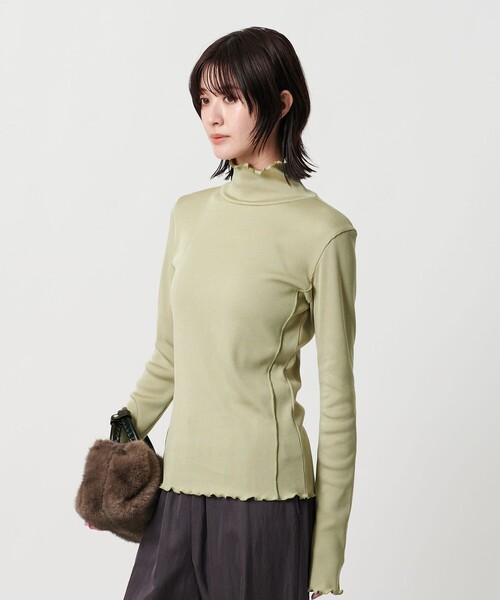 BEAUTY&YOUTH UNITED ARROWS(ビューティーアンドユースユナイテッドアローズ)の「ポリエステルコットンテレコ メロータートルネック カットソー(Tシャツ/カットソー・レディース・ライム/ブラック/ナチュラル/オフホワイト/ライトブルー・FREE)」の8枚目の写真
