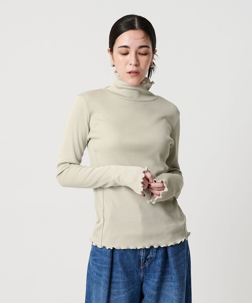 BEAUTY&YOUTH UNITED ARROWS(ビューティーアンドユースユナイテッドアローズ)の「ポリエステルコットンテレコ メロータートルネック カットソー(Tシャツ/カットソー・レディース・ライム/ブラック/ナチュラル/オフホワイト/ライトブルー・FREE)」の10枚目の写真