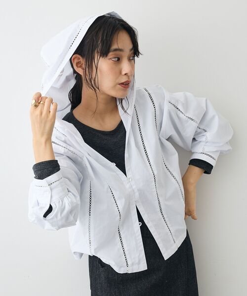 CRAFT STANDARD BOUTIQUE（クラフトスタンダードブティック）の「梯子レースフード付きブラウス（シャツ/ブラウス・レディース・ブラウン/ホワイト/チャコールグレー・FREE）」の18枚目の写真