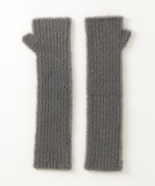 JOHN LAWRENCE SULLIVAN(ジョンローレンスサリバン)の「RIBED SHAGGY FINGERLESS KNIT GLOVES(手袋・レディース・ブラック/グレー・ONE SIZE)」の3枚目の写真