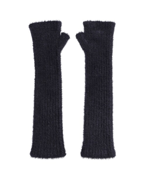JOHN LAWRENCE SULLIVAN(ジョンローレンスサリバン)の「RIBED SHAGGY FINGERLESS KNIT GLOVES(手袋・レディース・ブラック/グレー・ONE SIZE)」の1枚目の写真