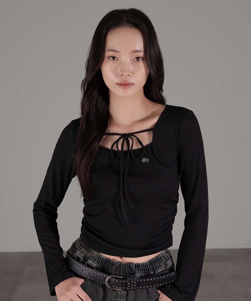 apres jour mignon(アプレジュールミニョン)の「ボレロ風トップス(Tシャツ/カットソー・レディース・ブラウン系その他/アイボリー/ブラック・X-LARGE/フリー)」の1枚目の写真