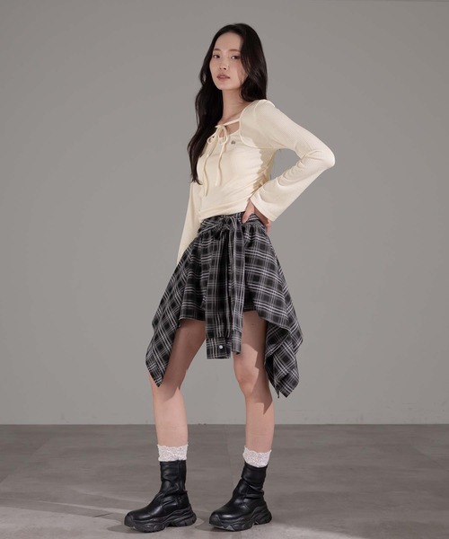 apres jour mignon(アプレジュールミニョン)の「ボレロ風トップス(Tシャツ/カットソー・レディース・ブラウン系その他/アイボリー/ブラック・X-LARGE/フリー)」の14枚目の写真