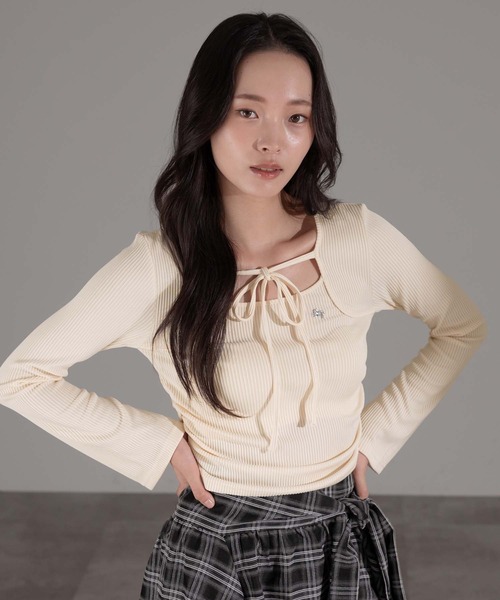 apres jour mignon(アプレジュールミニョン)の「ボレロ風トップス(Tシャツ/カットソー・レディース・ブラウン系その他/アイボリー/ブラック・X-LARGE/フリー)」の5枚目の写真