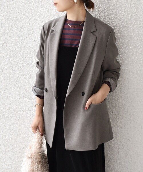 2025AW ウールライクダブルジャケット　テーラード　ダブルジャケット ウールライクテーラードダブルジャケット – Bab