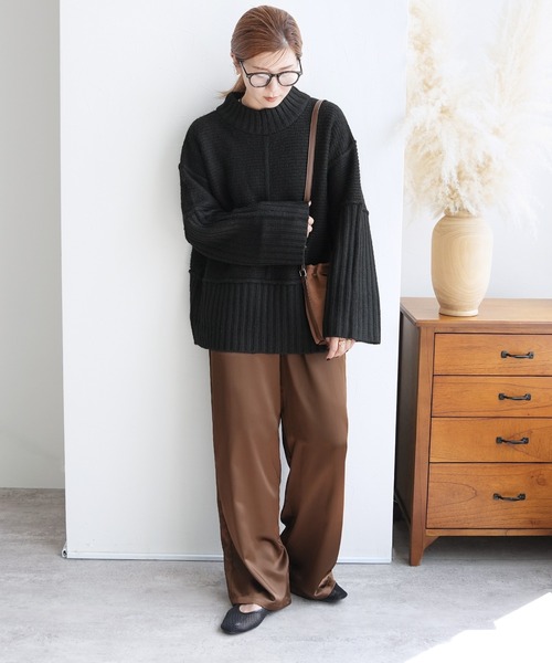 reca（レカ）の「モックネックワイドリブ切替ニット（ニット/セーター・レディース・トップグレー/ブラック/オートミール・FREE）」の6枚目の写真