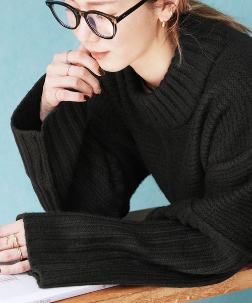 reca（レカ）の「モックネックワイドリブ切替ニット（ニット/セーター・レディース・トップグレー/ブラック/オートミール・FREE）」の7枚目の写真