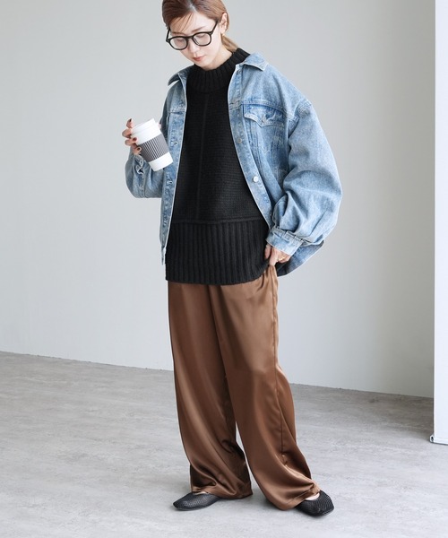 reca（レカ）の「モックネックワイドリブ切替ニット（ニット/セーター・レディース・トップグレー/ブラック/オートミール・FREE）」の9枚目の写真