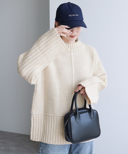 reca（レカ）の「モックネックワイドリブ切替ニット（ニット/セーター・レディース・トップグレー/ブラック/オートミール・FREE）」の18枚目の写真