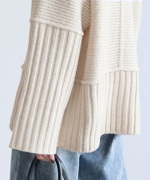 reca（レカ）の「モックネックワイドリブ切替ニット（ニット/セーター・レディース・トップグレー/ブラック/オートミール・FREE）」の20枚目の写真