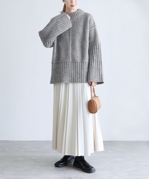 reca（レカ）の「モックネックワイドリブ切替ニット（ニット/セーター・レディース・トップグレー/ブラック/オートミール・FREE）」の11枚目の写真