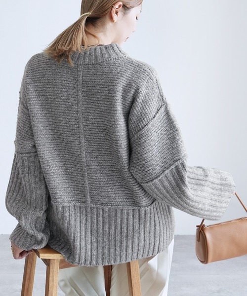 reca（レカ）の「モックネックワイドリブ切替ニット（ニット/セーター・レディース・トップグレー/ブラック/オートミール・FREE）」の13枚目の写真
