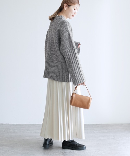 reca（レカ）の「モックネックワイドリブ切替ニット（ニット/セーター・レディース・トップグレー/ブラック/オートミール・FREE）」の14枚目の写真
