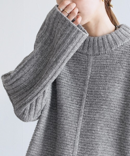 reca（レカ）の「モックネックワイドリブ切替ニット（ニット/セーター・レディース・トップグレー/ブラック/オートミール・FREE）」の15枚目の写真