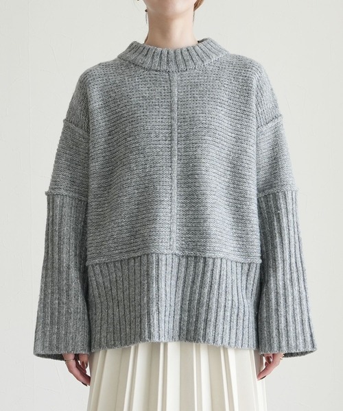 reca（レカ）の「モックネックワイドリブ切替ニット（ニット/セーター・レディース・トップグレー/ブラック/オートミール・FREE）」の22枚目の写真